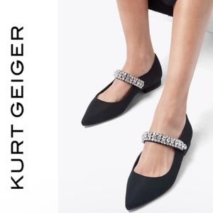 KURT GEIGER Kingly Embellished Black Ballet Flats with rhinestone women size 7.5